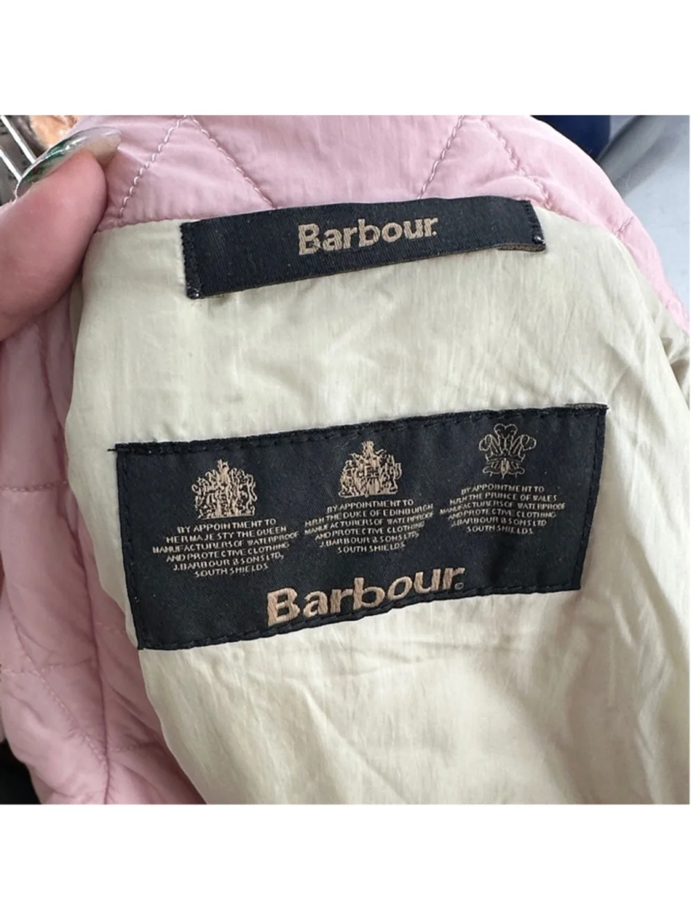 Barbour Quilted chore Jacket light pink light weight snap button sz 8